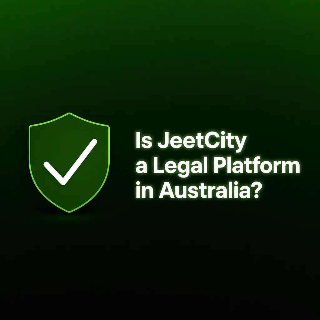 JeetCity casino platform with Curacao licence badge, SSL encryption symbol, and responsible gambling tools for Australian players