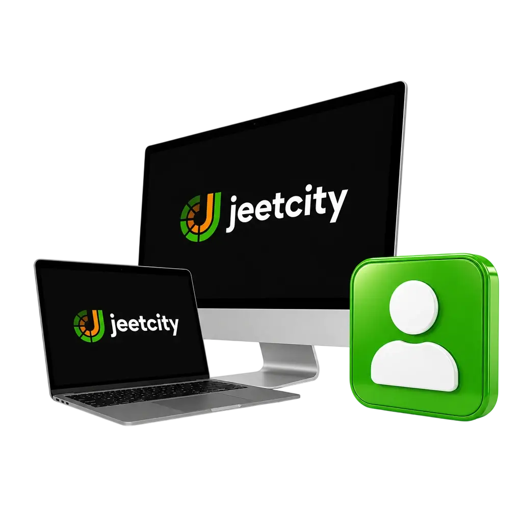 JeetCity login page showing secure account sign-in form with email and password fields on desktop and mobile