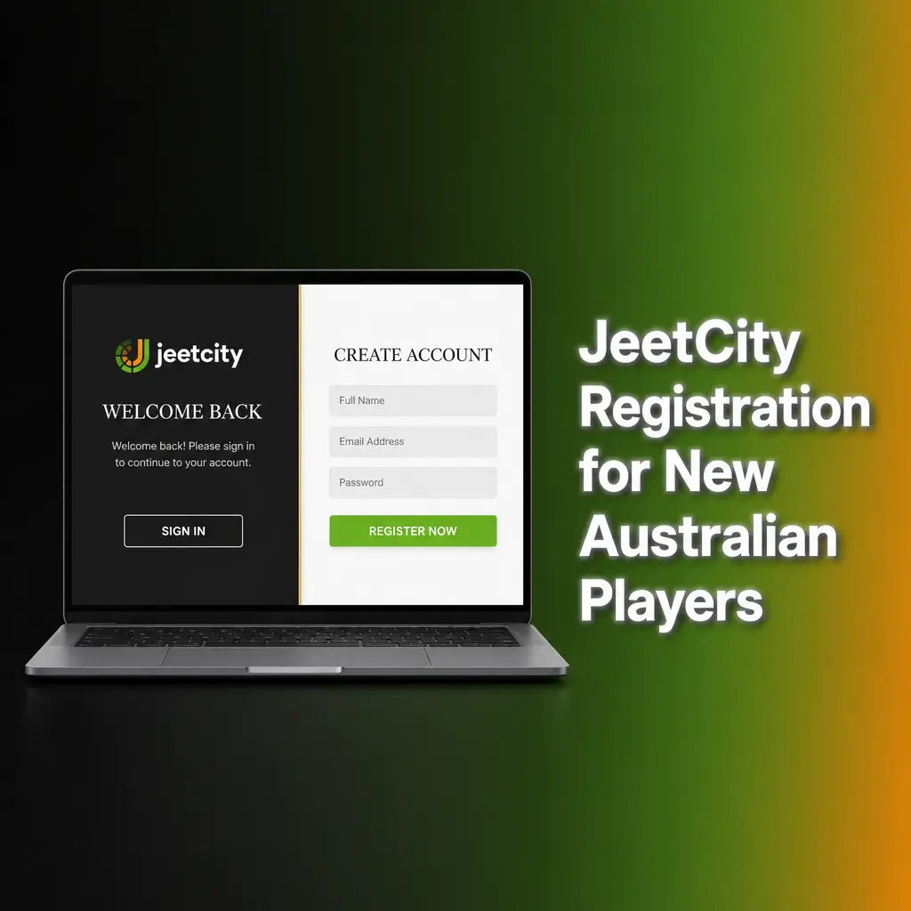 JeetCity registration form for new Australian players showing sign-up steps to access games and claim welcome bonus