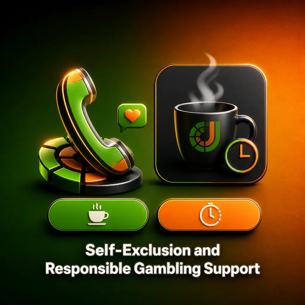 JeetCity responsible gambling support tools including self-exclusion, deposit limits, and National Gambling Helpline contact information