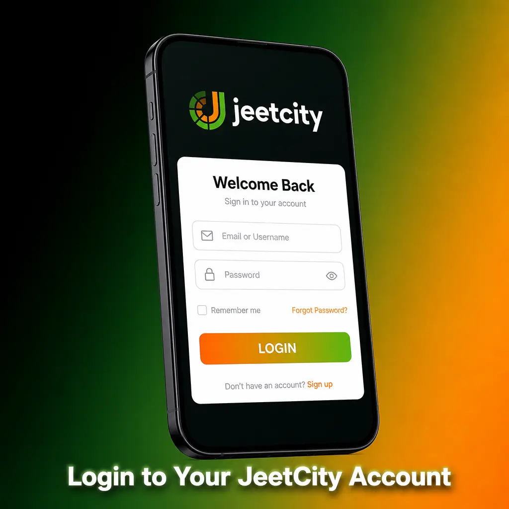 JeetCity account login page showing sign-in form with email, password fields and two-factor authentication option