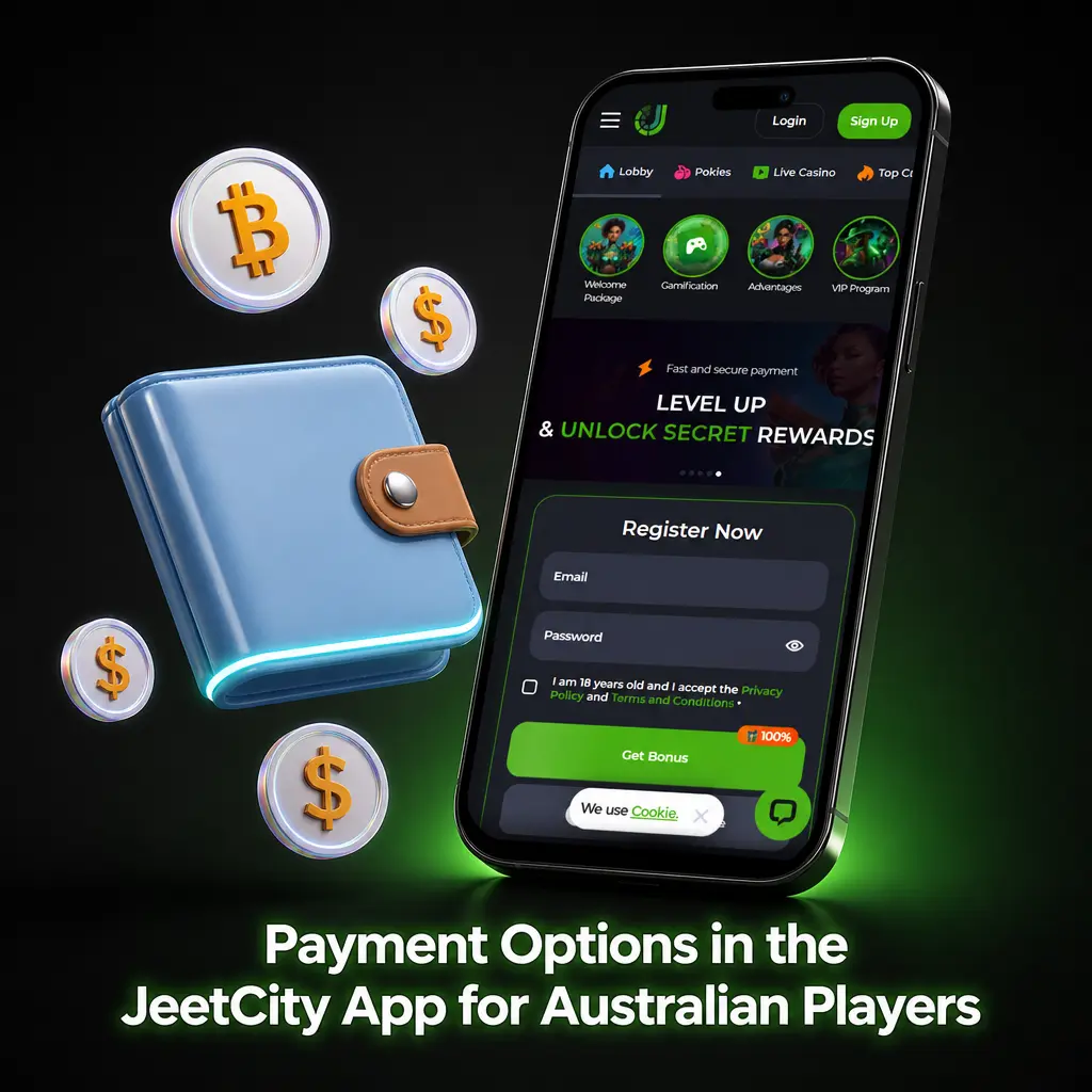 JeetCity app payment options for Australian players including VISA, Mastercard, Skrill, crypto, and more